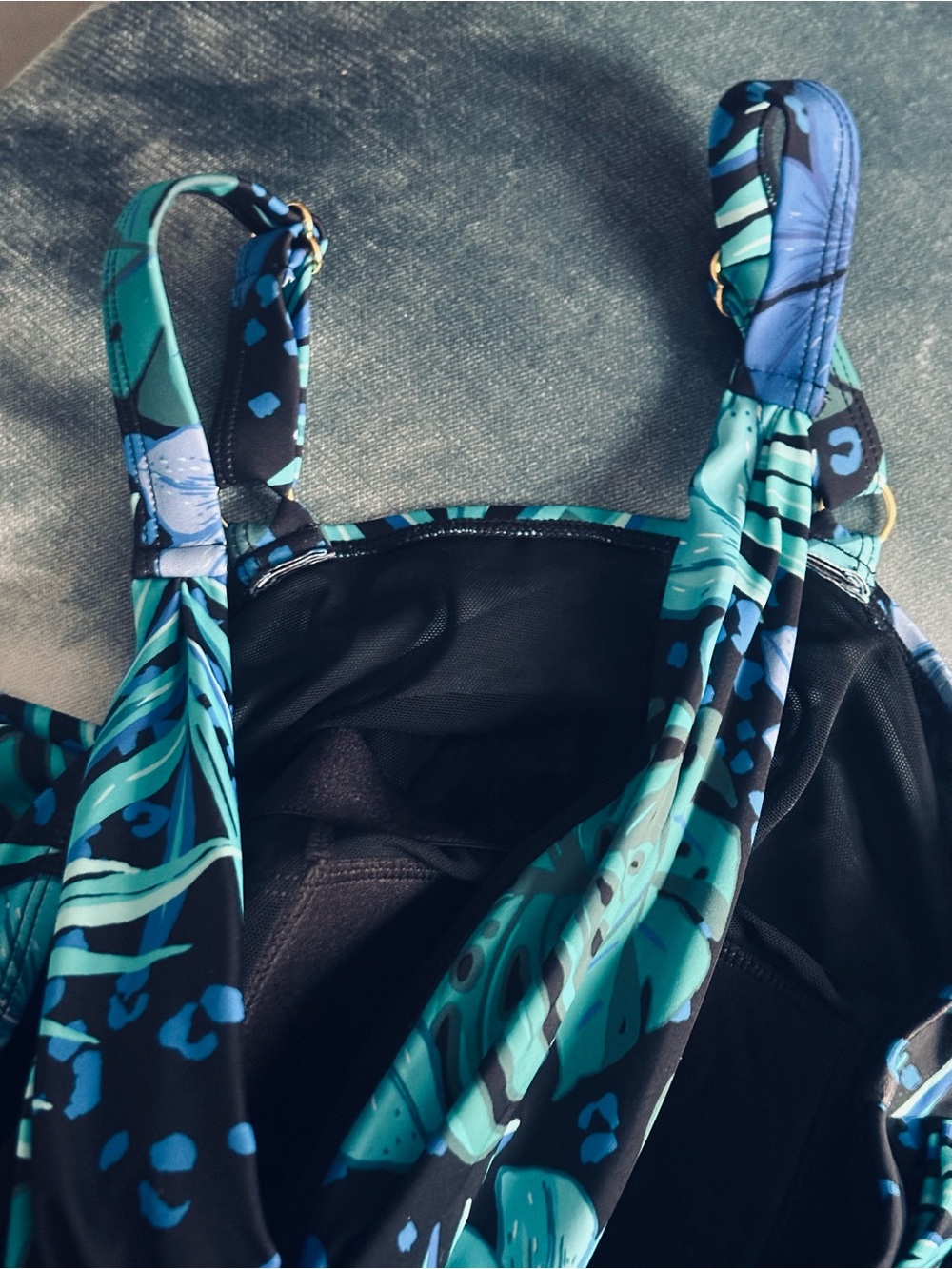 NWT Swimsuits For All High Neck Wrap Swimdress Blue Hawaiian Floral Size 18 - Picture 5 of 10